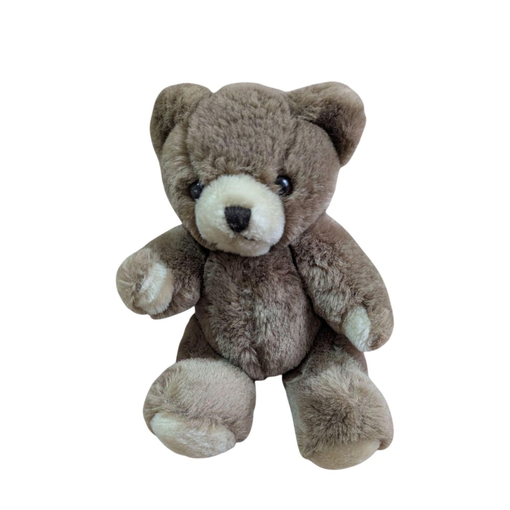 Vintage 1986 Brown Plush Teddy Bear - Polyester Fiber Stuffed Animal Collectible